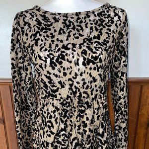 Women's‎ Miss Me Black Velvet and Lace Pattern/Cream Top L